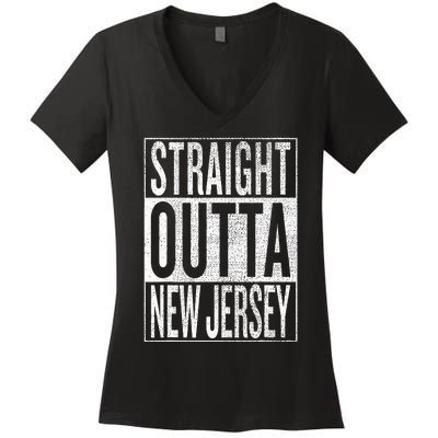 Straight Outta New Jersey Great Travel & Gift Idea Women's V-Neck T-Shirt