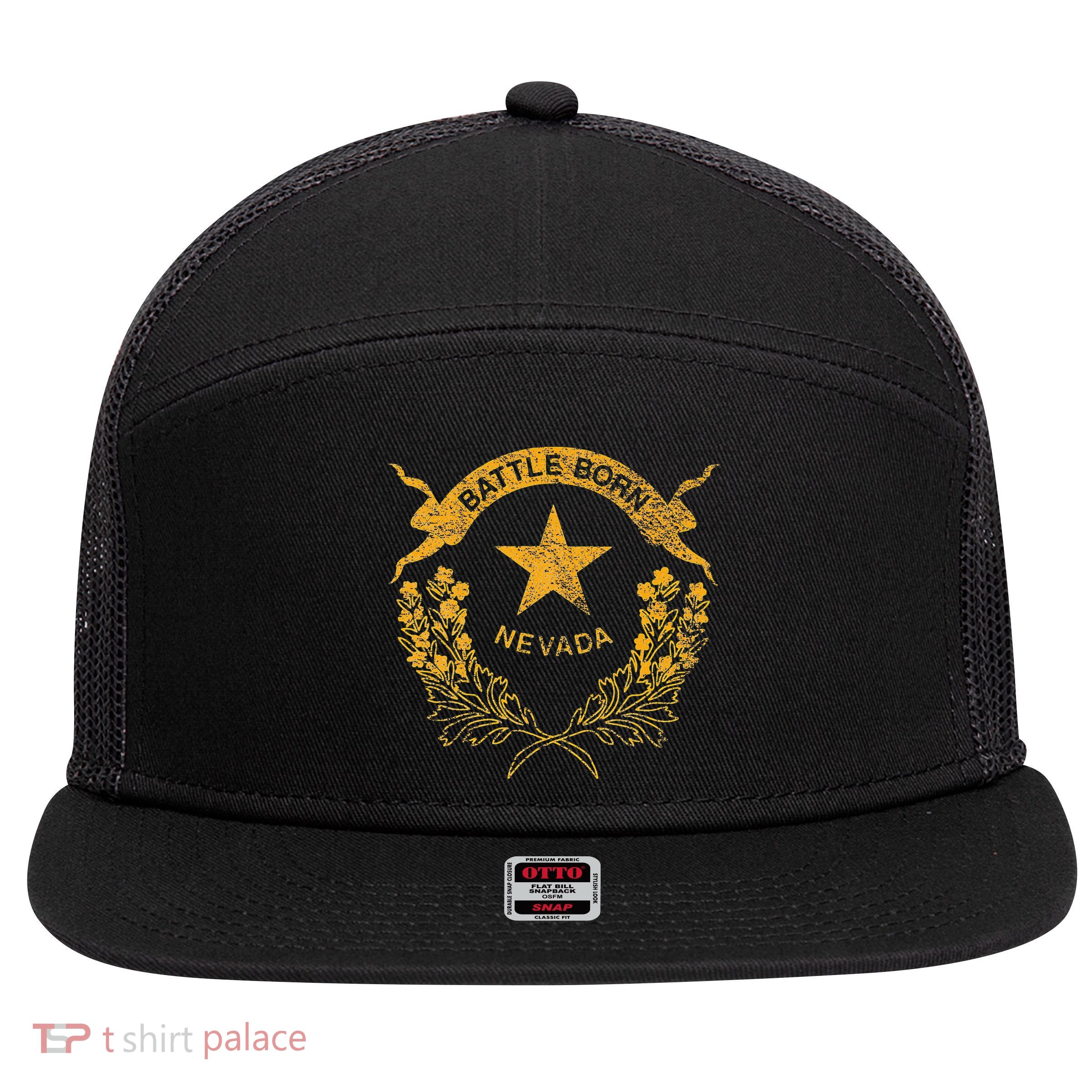 STATE OF NEVADA FLAG LAS VEGAS RENO LAKE TAHOE CARSON 7 Panel Mesh Trucker Snapback Hat
