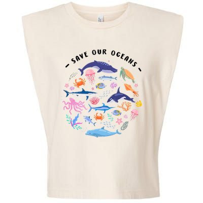 Save Our Oceans Seas, Sea Creatures, Sea Animals Protect Garment-Dyed Women's Muscle Tee