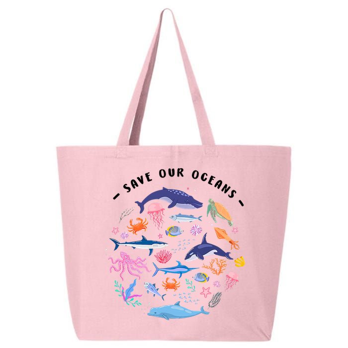 Save Our Oceans Seas, Sea Creatures, Sea Animals Protect 25L Jumbo Tote