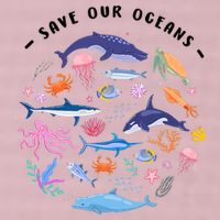Save Our Oceans Seas, Sea Creatures, Sea Animals Protect 25L Jumbo Tote
