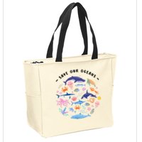 Save Our Oceans Seas, Sea Creatures, Sea Animals Protect Zip Tote Bag