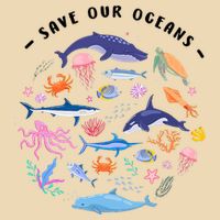 Save Our Oceans Seas, Sea Creatures, Sea Animals Protect Zip Tote Bag