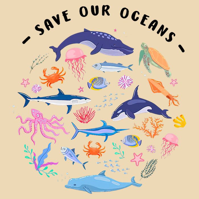 Save Our Oceans Seas, Sea Creatures, Sea Animals Protect Zip Tote Bag