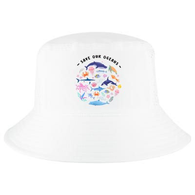 Save Our Oceans Seas, Sea Creatures, Sea Animals Protect Cool Comfort Performance Bucket Hat