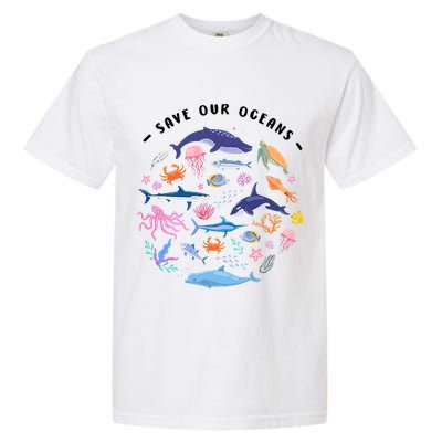 Save Our Oceans Seas, Sea Creatures, Sea Animals Protect Garment-Dyed Heavyweight T-Shirt