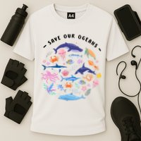 Save Our Oceans Seas, Sea Creatures, Sea Animals Protect Cooling Performance Crew T-Shirt