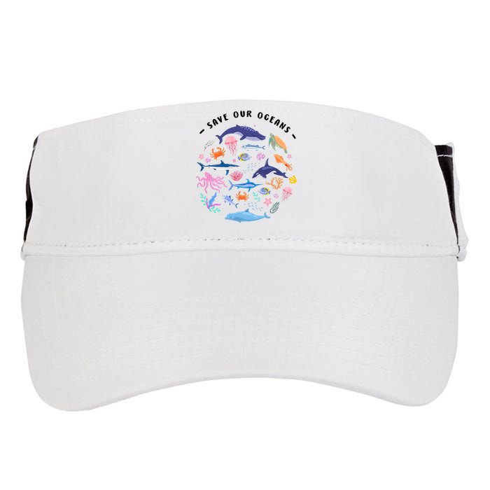 Save Our Oceans Seas, Sea Creatures, Sea Animals Protect Adult Drive Performance Visor