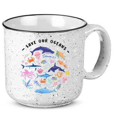 Save Our Oceans Seas, Sea Creatures, Sea Animals Protect 15oz Campfire Ceramic Mug