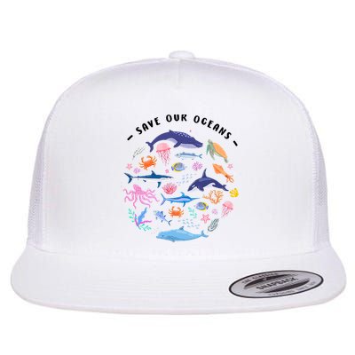 Save Our Oceans Seas, Sea Creatures, Sea Animals Protect Flatbill Hat