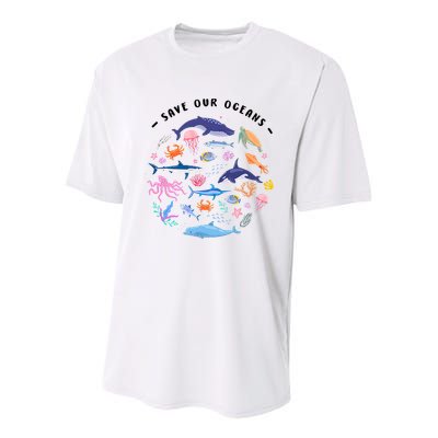 Save Our Oceans Seas, Sea Creatures, Sea Animals Protect Youth Performance Sprint T-Shirt