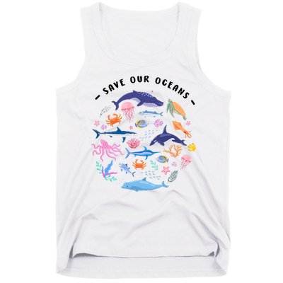 Save Our Oceans Seas, Sea Creatures, Sea Animals Protect Tank Top