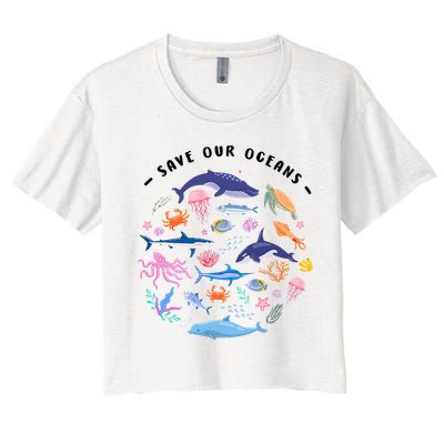 Save Our Oceans Seas, Sea Creatures, Sea Animals Protect Crop Top