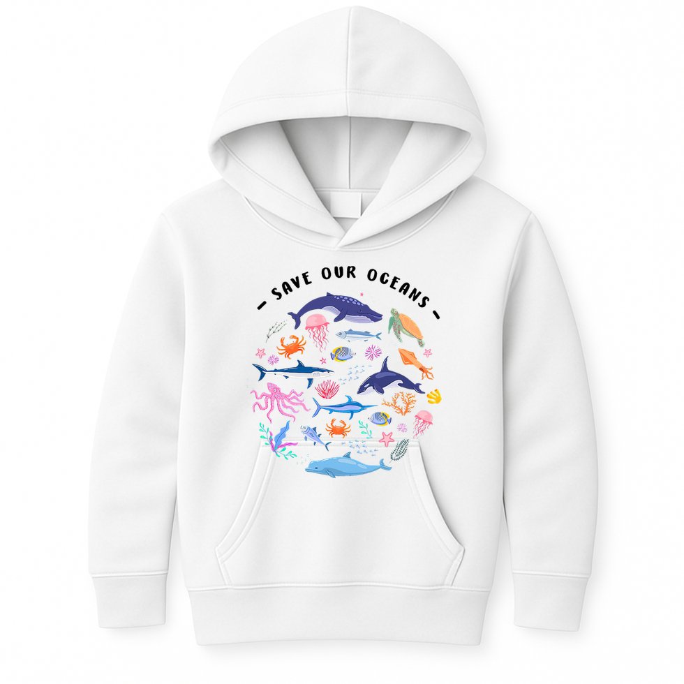 Save Our Oceans Seas, Sea Creatures, Sea Animals Protect Kids Hoodie