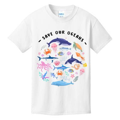 Save Our Oceans Seas, Sea Creatures, Sea Animals Protect Kids T-Shirt