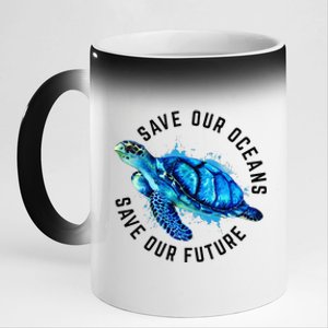 Save Our Oceans Sea Turtle Pro Environment Nature 11oz Black Color Changing Mug