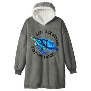 Save Our Oceans Sea Turtle Pro Environment Nature Hooded Wearable Blanket