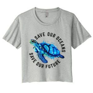 Save Our Oceans Sea Turtle Pro Environment Nature Women's Crop Top Tee