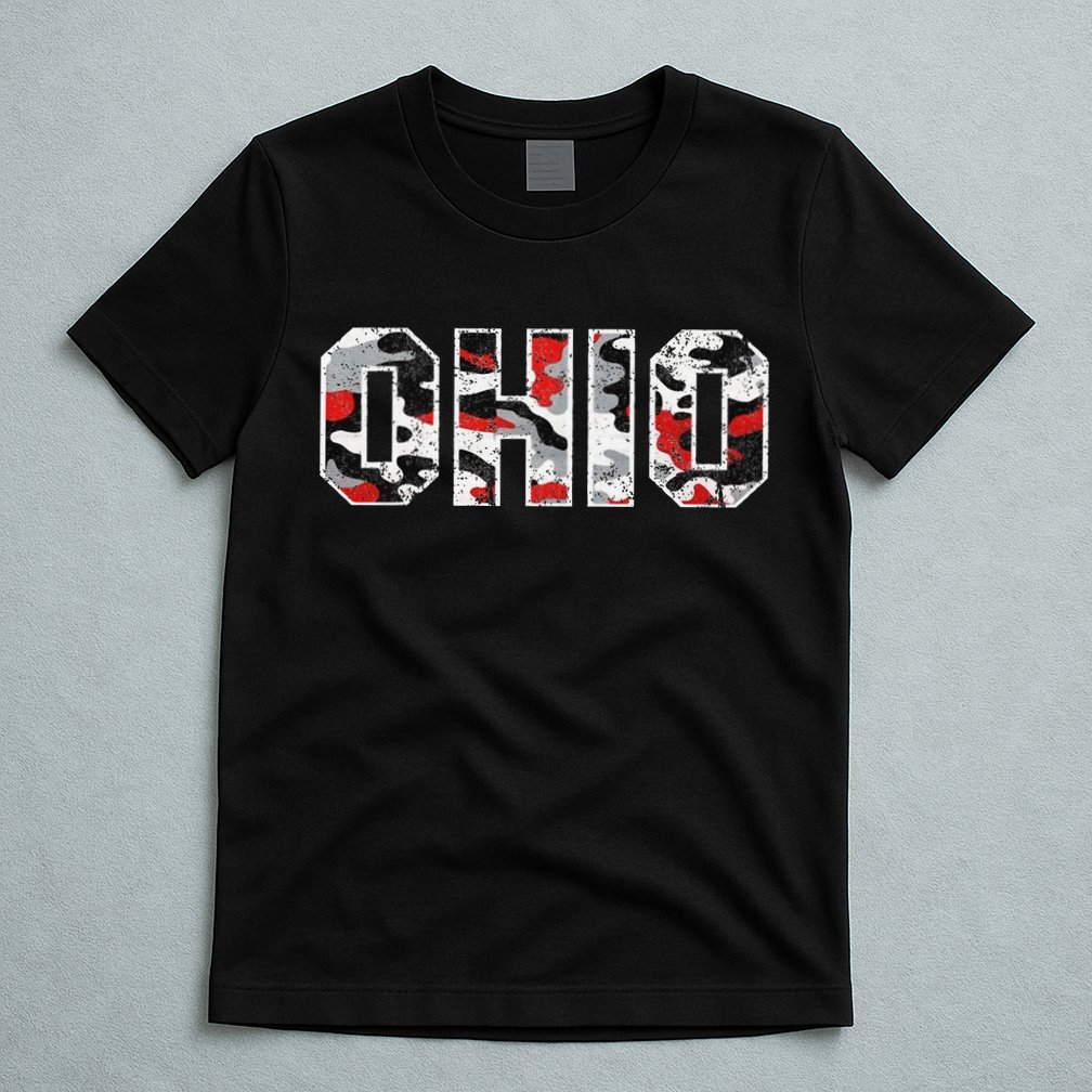 State Of Ohio Ohioan Trendy Distressed Camo Graphic Designs T-Shirt