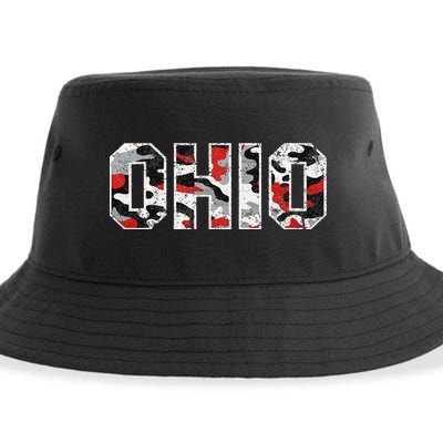 State Of Ohio Ohioan Trendy Distressed Camo Graphic Designs Sustainable Bucket Hat