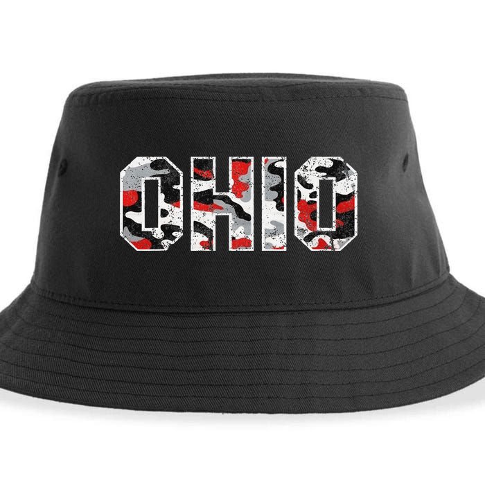 State Of Ohio Ohioan Trendy Distressed Camo Graphic Designs Sustainable Bucket Hat