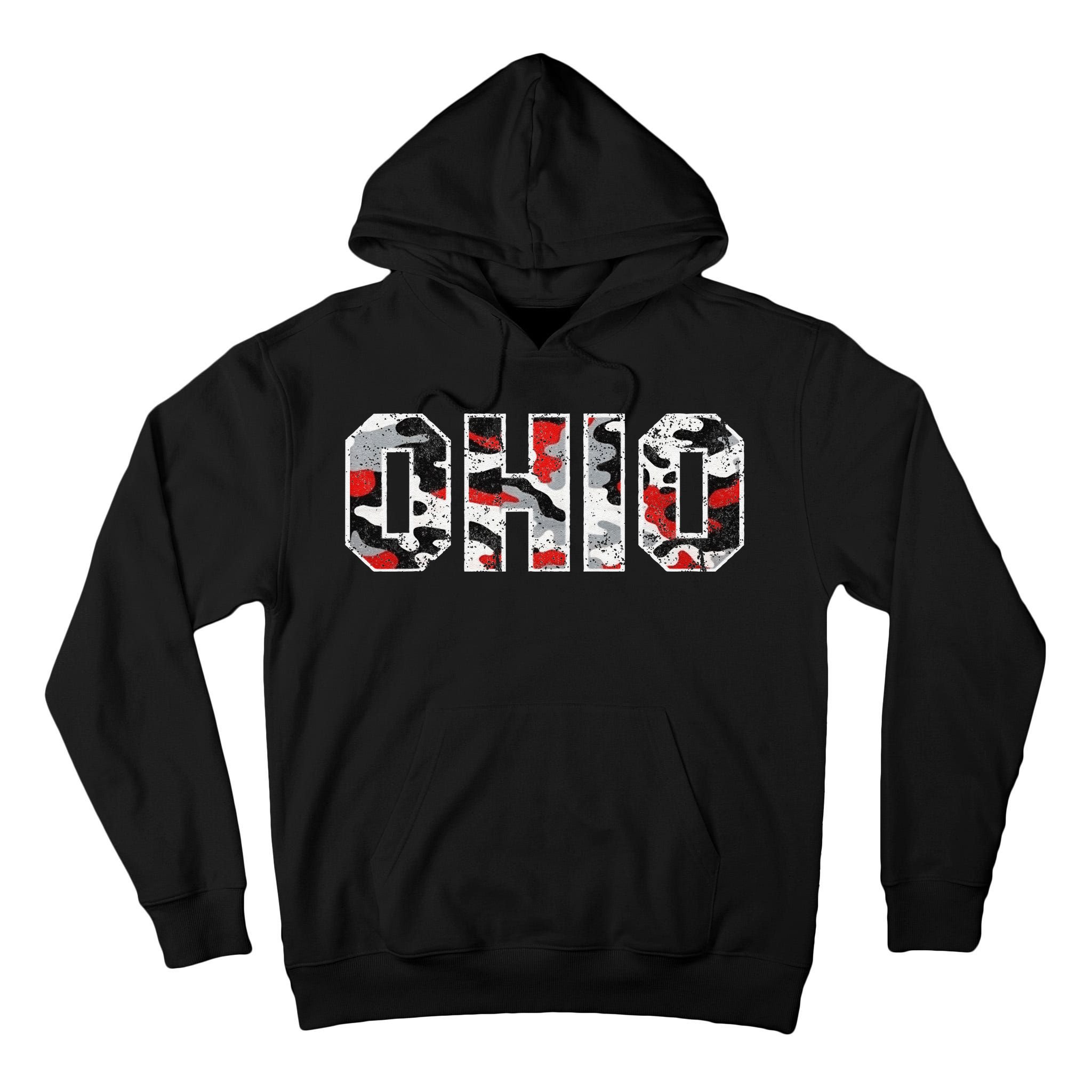 State Of Ohio Ohioan Trendy Distressed Camo Graphic Designs Tall Hoodie