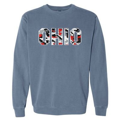 State Of Ohio Ohioan Trendy Distressed Camo Graphic Designs Garment-Dyed Sweatshirt