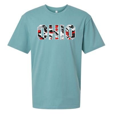 State Of Ohio Ohioan Trendy Distressed Camo Graphic Designs Sueded Cloud Jersey T-Shirt