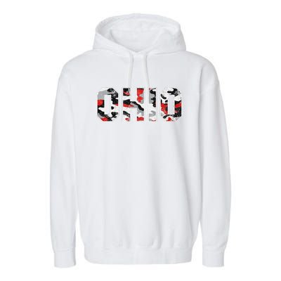 State Of Ohio Ohioan Trendy Distressed Camo Graphic Designs Garment-Dyed Fleece Hoodie