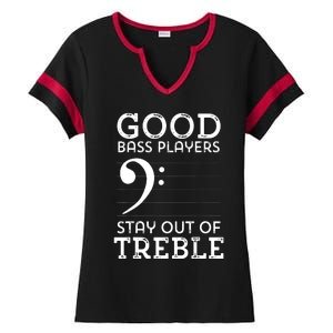 Stay Out Of Treble Funny Bass Player Bassist Music Bass Clef Ladies Halftime Notch Neck Tee