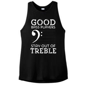 Stay Out Of Treble Funny Bass Player Bassist Music Bass Clef Ladies PosiCharge Tri-Blend Wicking Tank