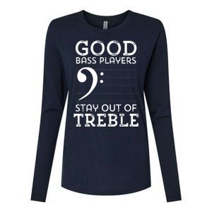 Stay Out Of Treble Funny Bass Player Bassist Music Bass Clef Womens Cotton Relaxed Long Sleeve T-Shirt