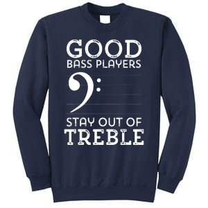 Stay Out Of Treble Funny Bass Player Bassist Music Bass Clef Sweatshirt