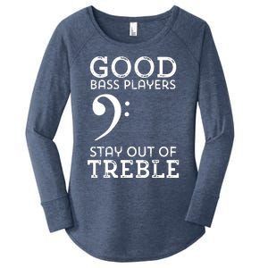 Stay Out Of Treble Funny Bass Player Bassist Music Bass Clef Women's Perfect Tri Tunic Long Sleeve Shirt