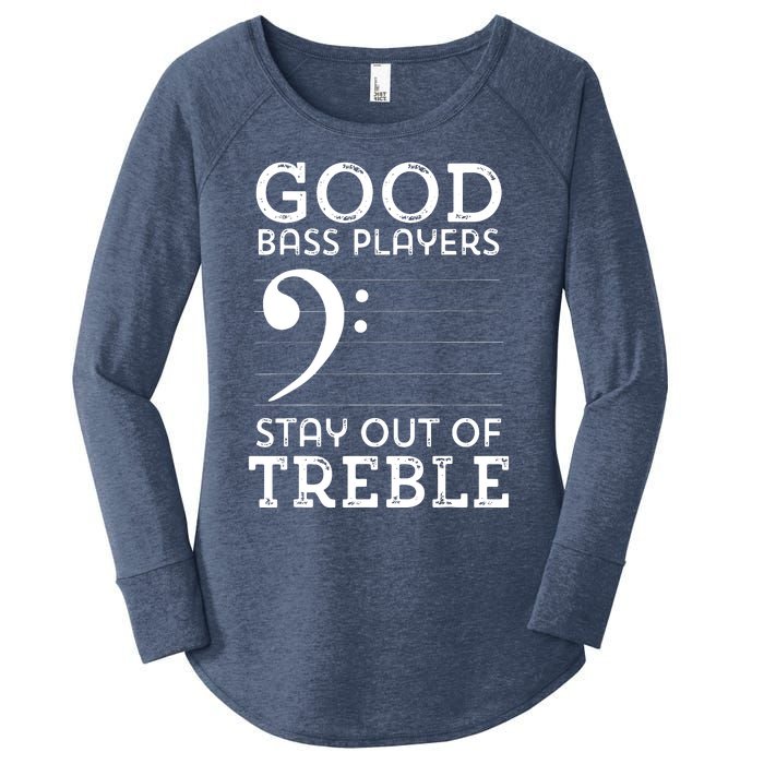 Stay Out Of Treble Funny Bass Player Bassist Music Bass Clef Women's Perfect Tri Tunic Long Sleeve Shirt