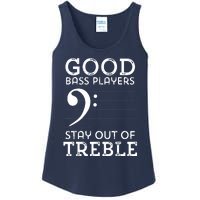 Stay Out Of Treble Funny Bass Player Bassist Music Bass Clef Ladies Essential Tank