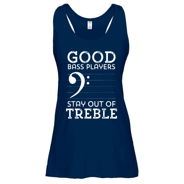 Stay Out Of Treble Funny Bass Player Bassist Music Bass Clef Ladies Essential Flowy Tank