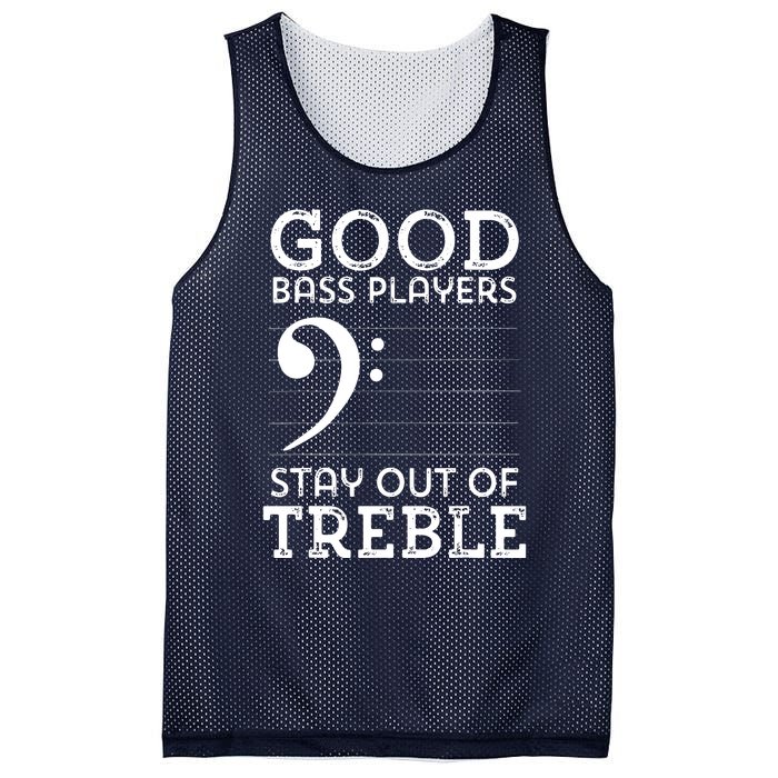 Stay Out Of Treble Funny Bass Player Bassist Music Bass Clef Mesh Reversible Basketball Jersey Tank