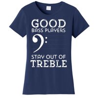 Stay Out Of Treble Funny Bass Player Bassist Music Bass Clef Women's T-Shirt