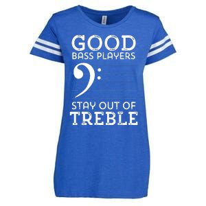 Stay Out Of Treble Funny Bass Player Bassist Music Bass Clef Enza Ladies Jersey Football T-Shirt