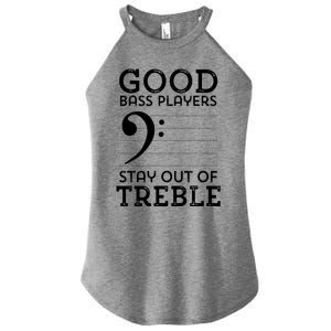 Stay Out Of Treble Funny Bass Player Bassist Music Bass Clef Women's Perfect Tri Rocker Tank