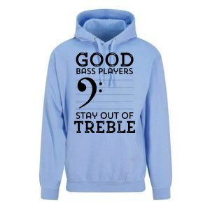 Stay Out Of Treble Funny Bass Player Bassist Music Bass Clef Unisex Surf Hoodie