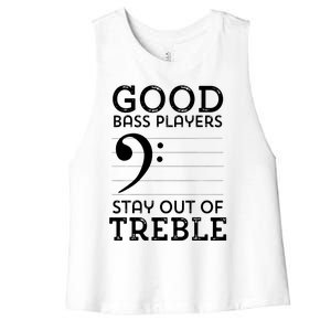 Stay Out Of Treble Funny Bass Player Bassist Music Bass Clef Women's Racerback Cropped Tank