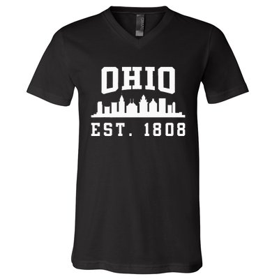 State Of Ohio Home State Lover Ohio Est. 1808 V-Neck T-Shirt