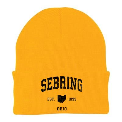 Sebring Ohio Oh Vintage Athletic Sports Knit Cap Winter Beanie