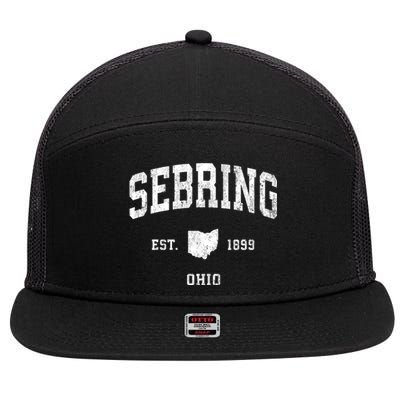 Sebring Ohio Oh Vintage Athletic Sports 7 Panel Mesh Trucker Snapback Hat