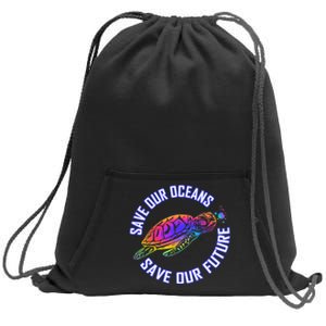 Save Our Oceans Save Our Future Tie Dye Turtle Conservation Sweatshirt Cinch Pack Bag