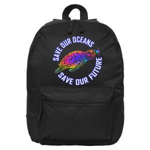 Save Our Oceans Save Our Future Tie Dye Turtle Conservation 16 in Basic Backpack