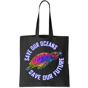 Save Our Oceans Save Our Future Tie Dye Turtle Conservation Tote Bag