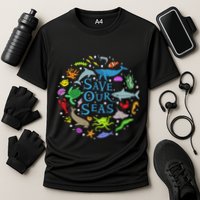 Save Our Oceans Seas Sea Creatures Sea Animals Protect Cooling Performance Crew T-Shirt